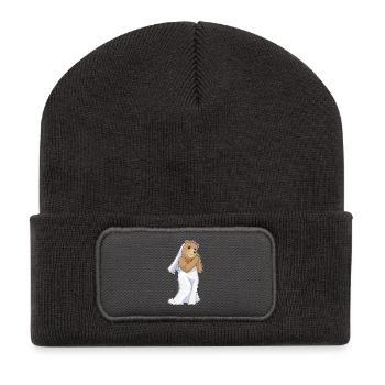 Mariage au voile de mariée Bear - Beanie recyclé à patch - charbon - Devant