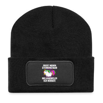 Einhorn Junggesellinnenabschied - Recycelte Patch Beanie - Schwarz - Vorne