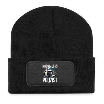Nachwuchs Polizist - Recycelte Patch Beanie - Schwarz - Vorne
