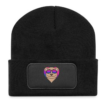 Bisexual Brown Bear Gift - Recycled Patch Beanie - black - Front