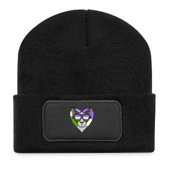 Genderqueer Lgbt Cat Oriental Shorthair - Beanie recyclé à patch - noir - Devant