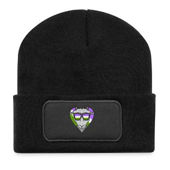Genderqueer Chèvre - Beanie recyclé à patch - noir - Devant