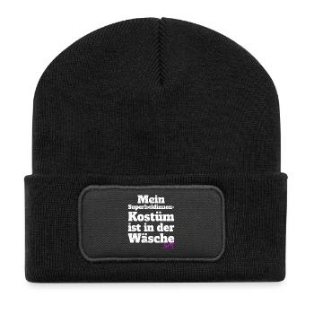 Superheldin Kostüm Ist In Der Wäsche Köln Karneval - Recycelte Patch Beanie - Schwarz - Vorne
