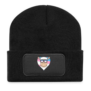 Cadeau de mouton transsexuel transgenre - Beanie recyclé à patch - noir - Devant
