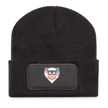 Cadeau de mouton transsexuel transgenre - Beanie recyclé à patch - charbon - Devant