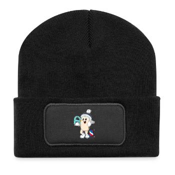 Laca pour coiffure ciseaux - Beanie recyclé à patch - noir - Devant