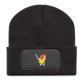 Hot-dog comme coiffeur avec ciseaux - Beanie recyclé à patch - charbon - Devant