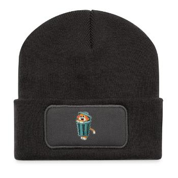 Dog Trash Can - Recycled Patch Beanie - dark grey - Front