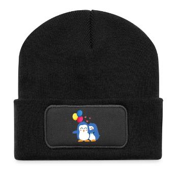 Penguins with Balloons - Recycled Patch Beanie - black - Front