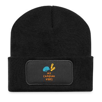 Camping Vibes Quote Caravan Motorhome Van Life Fun - Recycled Patch Beanie - black - Front