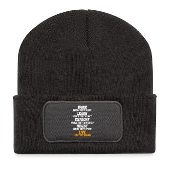Travailler pendant qu’ils dorment En disant le succès de l’entrepreneur - Beanie recyclé à patch - charbon - Devant