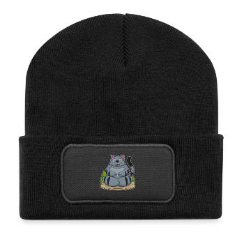 Katze Yoga Fitness Meditation - Recycelte Patch Beanie - Schwarz - Vorne