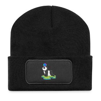 Panda Yoga Fitness Gymnastik - Recycelte Patch Beanie - Schwarz - Vorne