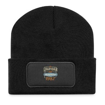 Legendär seit september 1982 Geburtstag - Recycelte Patch Beanie - Schwarz - Vorne