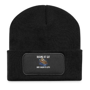 Bildung Ist Gut Aber Chillen Ist Wichtiger Faultie - Recycelte Patch Beanie - Schwarz - Vorne
