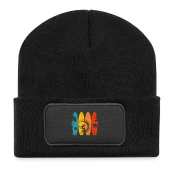 Quatre planches surfeuses tropicales - Beanie recyclé à patch - noir - Devant