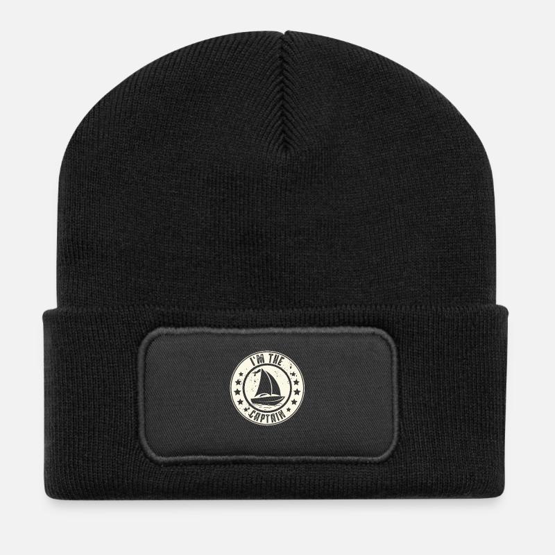 Kapitän Segeln Segler Retro Vintage - Recycelte Patch Beanie - Schwarz