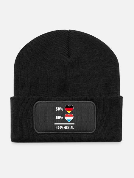 Deutschland und Luxemburg 100% Genial / Geschenk - Recycelte Patch Beanie - Schwarz