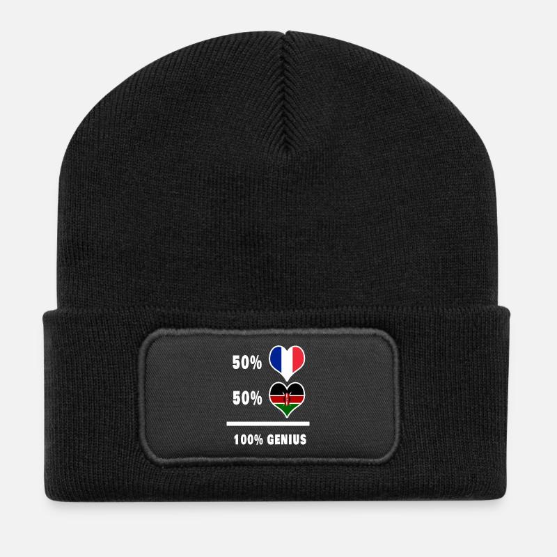 Das Genie Frankreich und Kenia / Geschenk - Recycelte Patch Beanie - Schwarz
