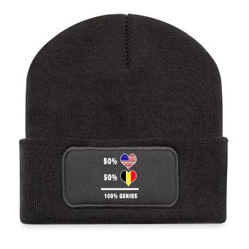 Belgique et États-Unis Génie / cadeau - Beanie recyclé à patch - charbon - Devant