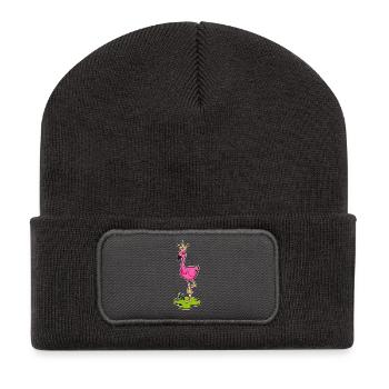 Flamingo Krone - Recycelte Patch Beanie - Dunkelgrau - Vorne