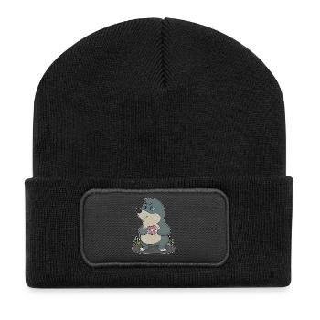 Donut Taupe - Beanie recyclé à patch - noir - Devant