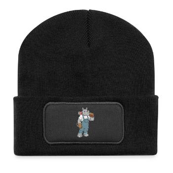 Pompe à eau Rhino Plumber, Artisanat - Beanie recyclé à patch - noir - Devant