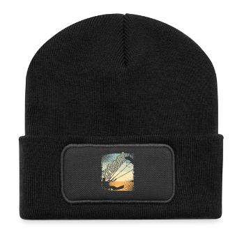 Kitesurfen Kitesurf Kitesurfer Kiteboard - Recycelte Patch Beanie - Schwarz - Vorne