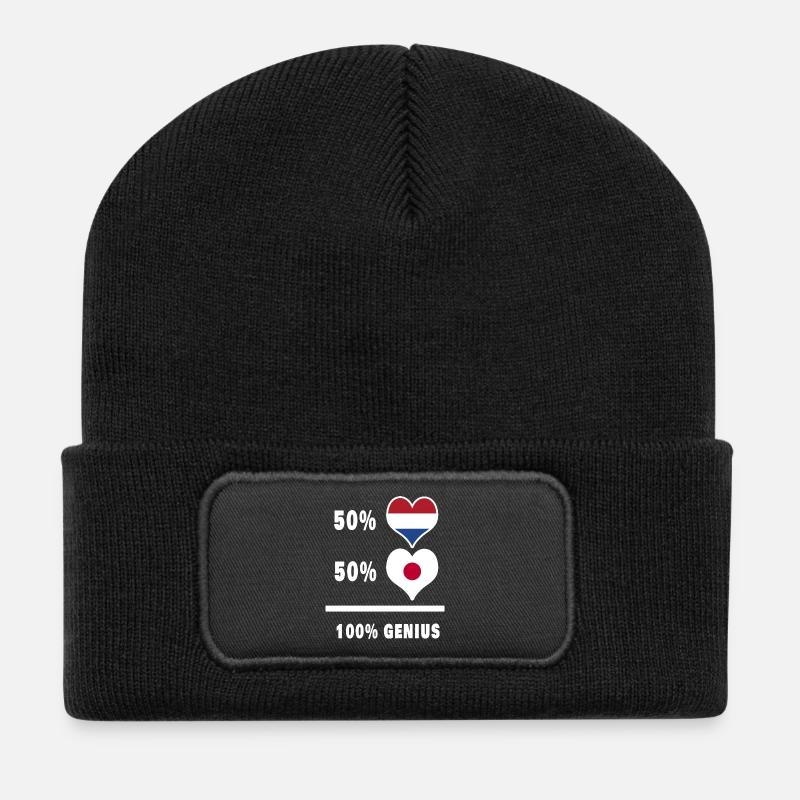 Japan und Niederlande Genial / Geschenk - Recycelte Patch Beanie - Schwarz