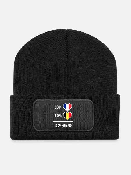 Frankreich und Belgien Genial / Geschenk - Recycelte Patch Beanie - Schwarz