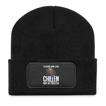 Studieren Kann Jeder Chillen Nur Die Coolsten - Recycelte Patch Beanie - Schwarz - Vorne