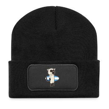 Surfboard Katze Siamkatze Surfen Geschenk - Recycelte Patch Beanie - Schwarz - Vorne