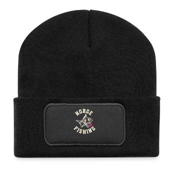 Norwegen Angeltour Angeln Angler Fischen - Recycelte Patch Beanie - Schwarz - Vorne