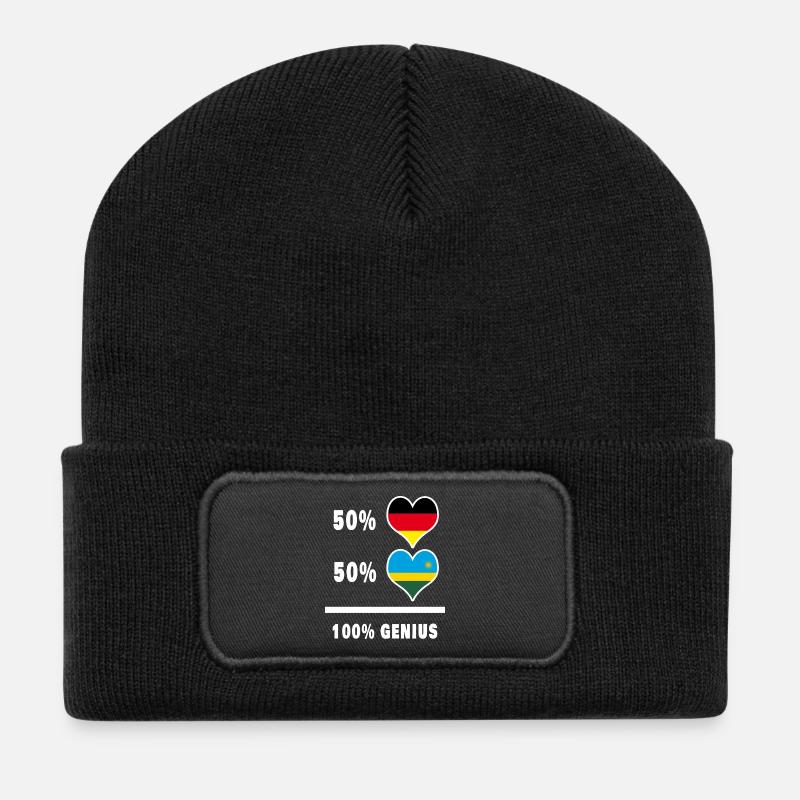 Deutschland und Ruanda 100% Genial / Geschenk - Recycelte Patch Beanie - Schwarz