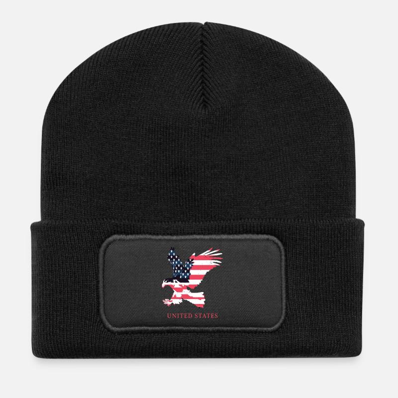 American Adler - Recycelte Patch Beanie - Schwarz