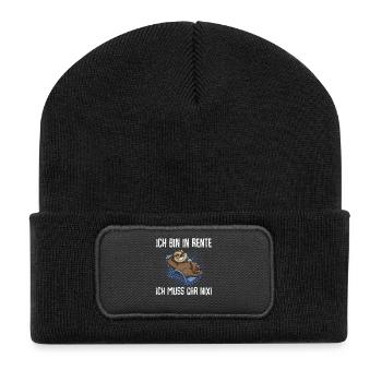 Rentner - Recycelte Patch Beanie - Schwarz - Vorne