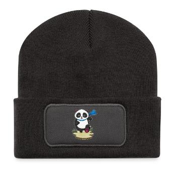 Panda Jogger Joggen Sport - Recycelte Patch Beanie - Dunkelgrau - Vorne