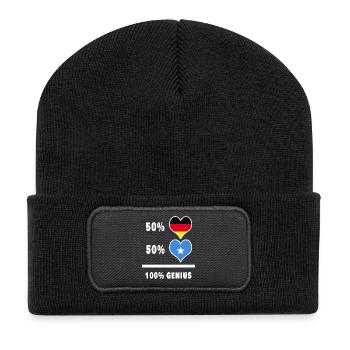 Deutschland und Somalia 100% Genial / Geschenk - Recycelte Patch Beanie - Schwarz - Vorne