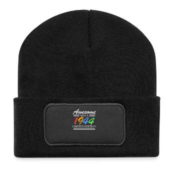 1944 - Jahrgang 1944 - Fantastisch seit 1944 - Recycelte Patch Beanie - Schwarz - Vorne