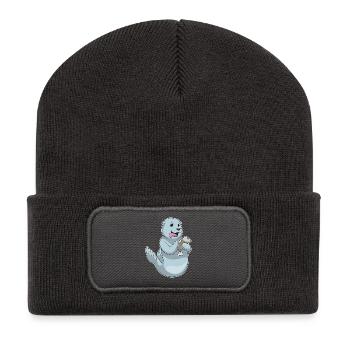 Seehund Fisch - Recycelte Patch Beanie - Dunkelgrau - Vorne