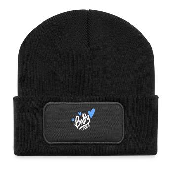 Baby Junge Sohn 2022 - Geburt Schwanger 2022 - Recycelte Patch Beanie - Schwarz - Vorne