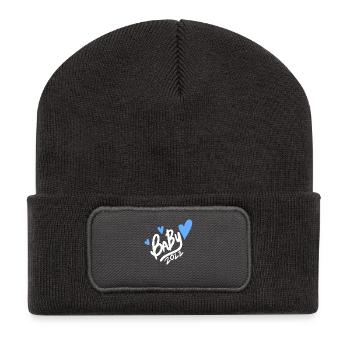 Baby Junge Sohn 2022 - Geburt Schwanger 2022 - Recycelte Patch Beanie - Dunkelgrau - Vorne