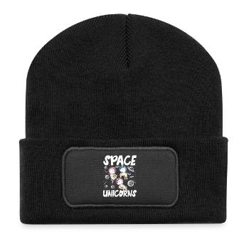Space unicorns - Recycelte Patch Beanie - Schwarz - Vorne