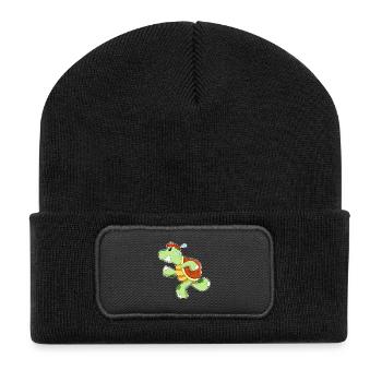 Schildkröte Jogger Joggen Sport - Recycelte Patch Beanie - Schwarz - Vorne