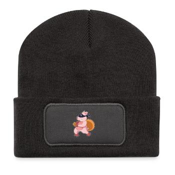 Schwein Bandit Geldsack - Recycelte Patch Beanie - Dunkelgrau - Vorne