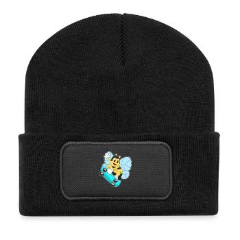 Biene Skater Skateboard - Recycelte Patch Beanie - Schwarz - Vorne