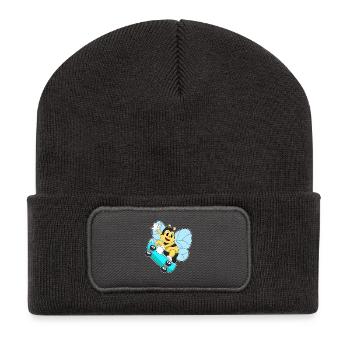 Biene Skater Skateboard - Recycelte Patch Beanie - Dunkelgrau - Vorne