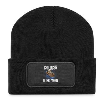 Chilliger Alter Mann Opa - Recycelte Patch Beanie - Schwarz - Vorne