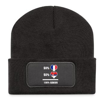 La France et la Serbie génie / cadeau - Beanie recyclé à patch - charbon - Devant