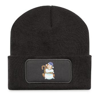 Oreiller de Sommeil Singe - Beanie recyclé à patch - charbon - Devant